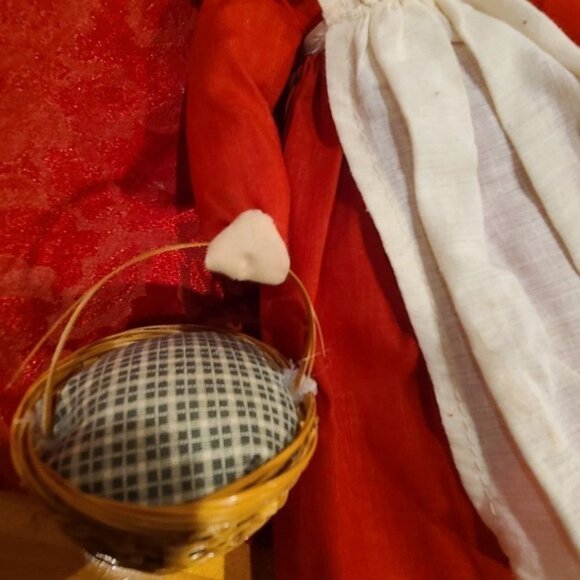 Vintage 90s Overly Raker Mrs Santa Claus Figure Basket Holiday Weighted Bottom - Picture 9 of 15